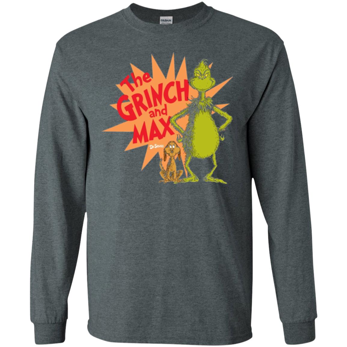 Cartoon T-shirt Dr. Seuss Grinch And Max Burst Dark Heather