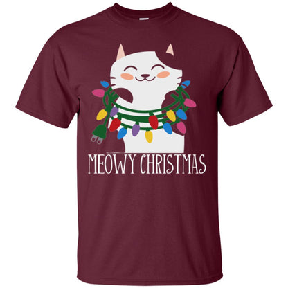 Meowy Christmas Holiday T-shirt Maroon