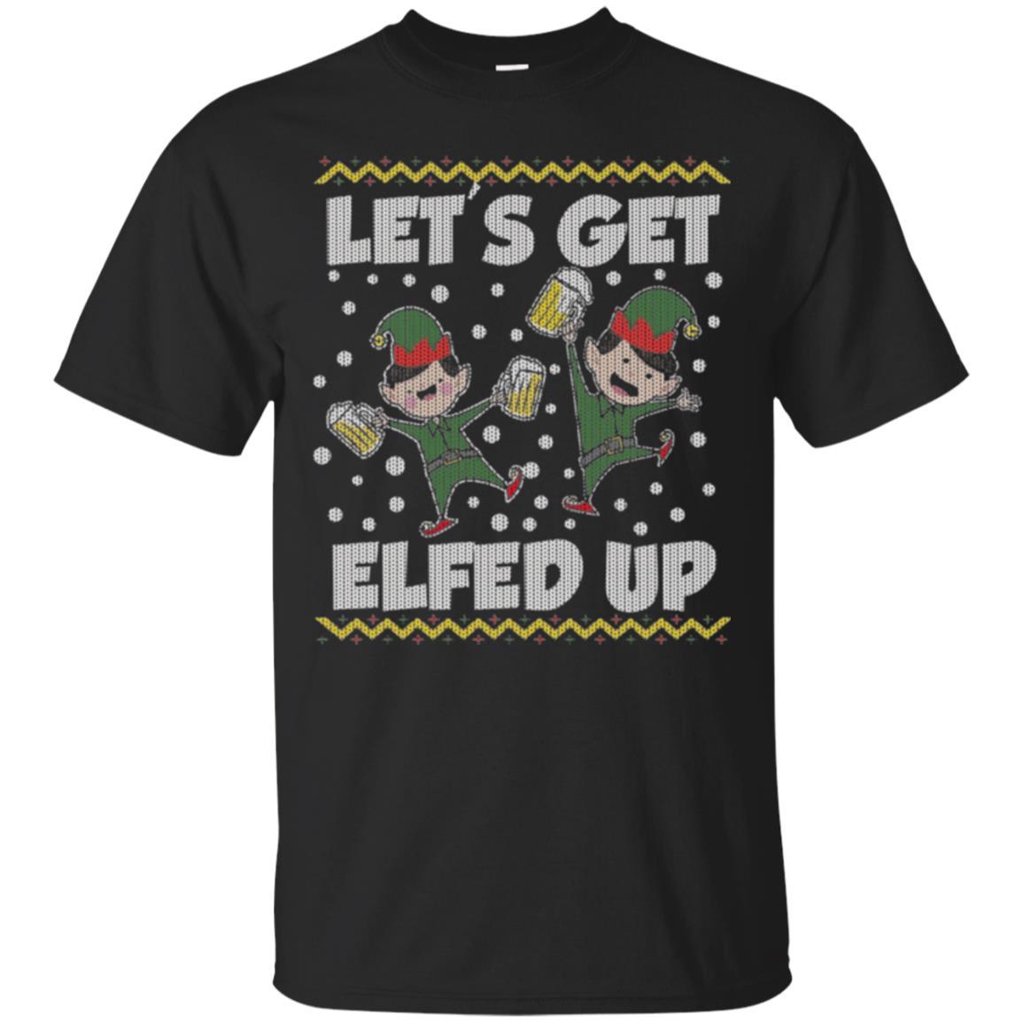 Christmas T-shirt Let's Get Elfed Up Black
