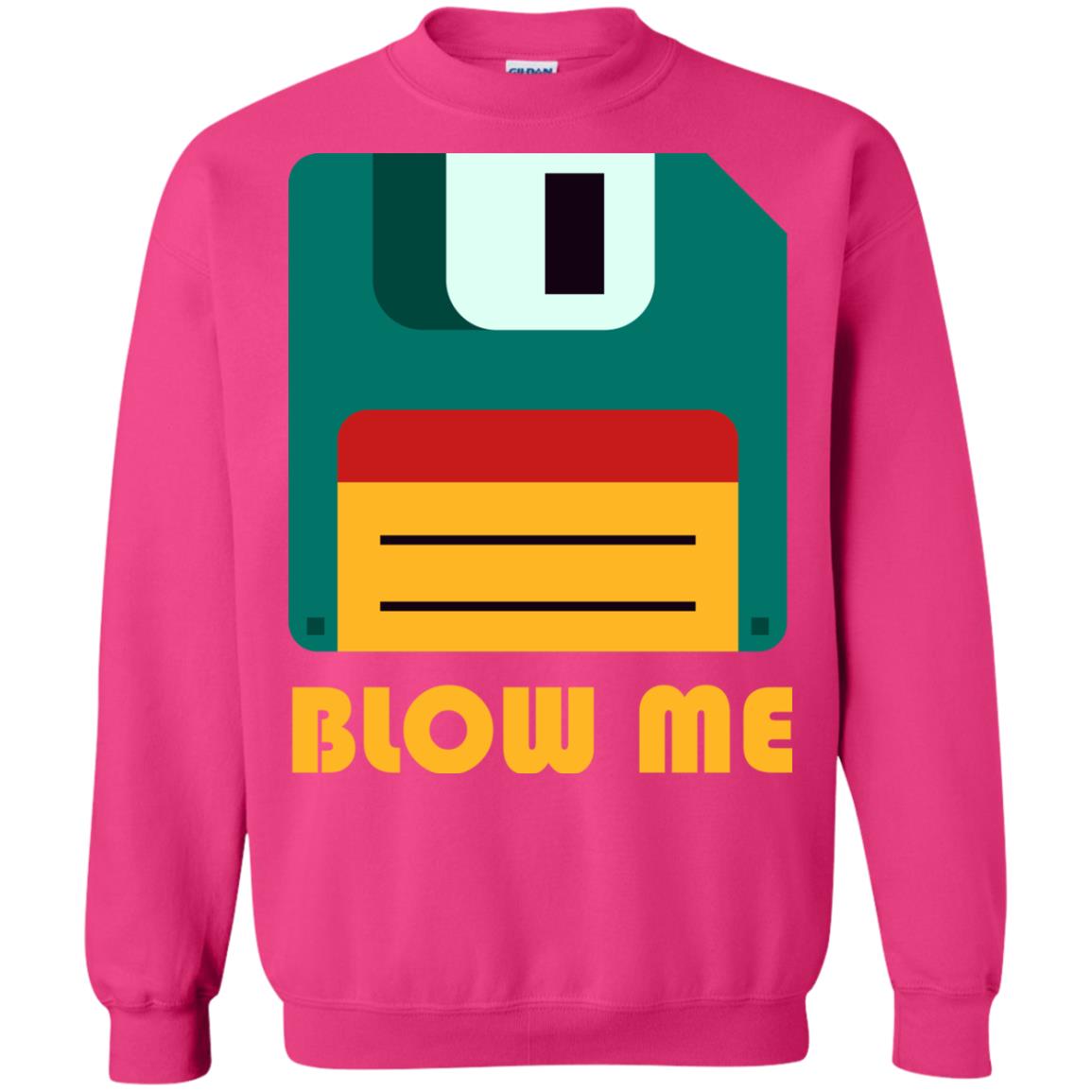 Blow Me Funny Floppy Disk Saying T-shirt Heliconia