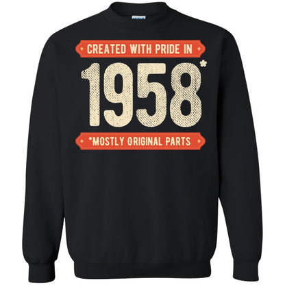 Created With Pride In 1958 Mostly Original Parts 60th Birthday T-shirt Black