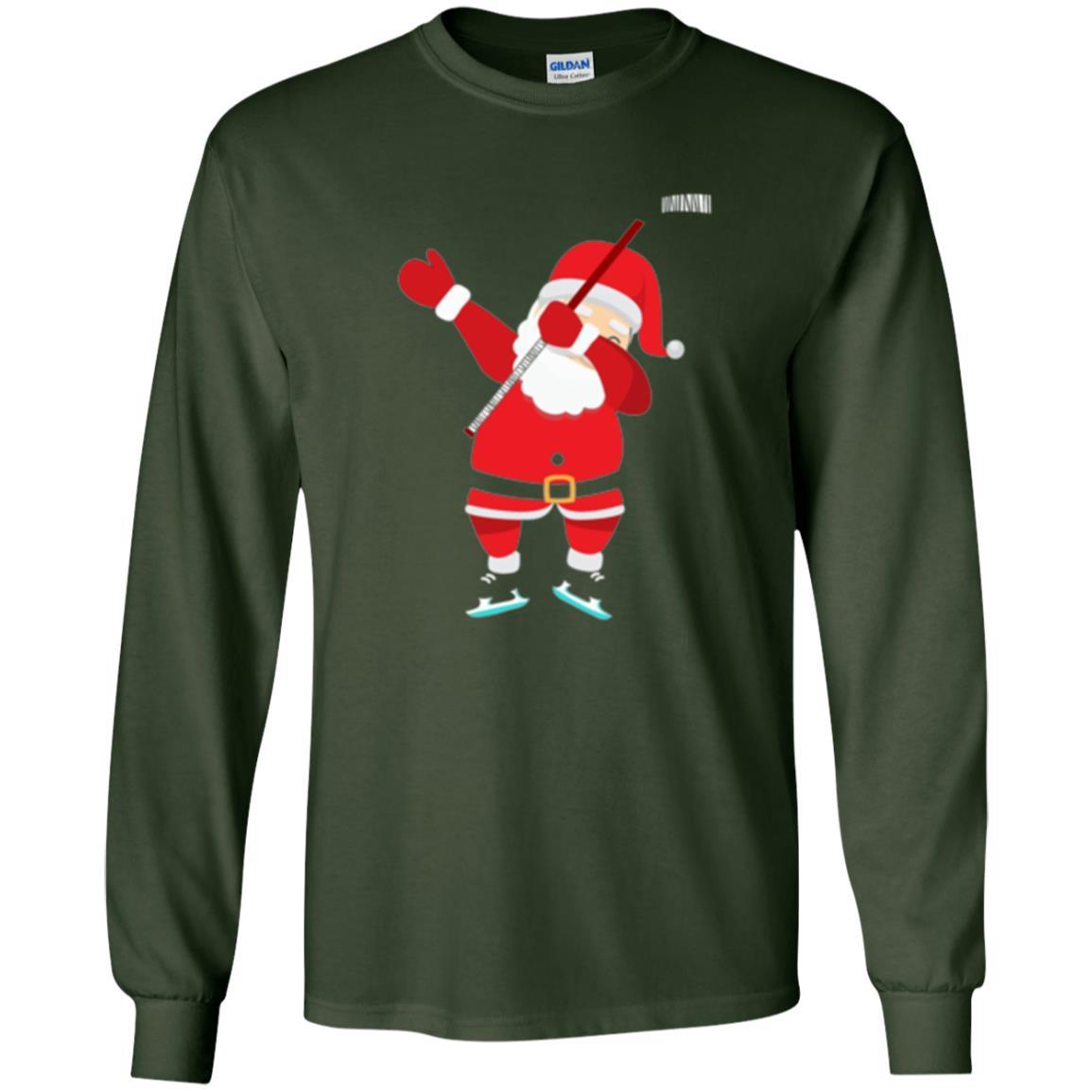 Christmas T-shirt Santa Claus Dabbing Hockey Forest Green