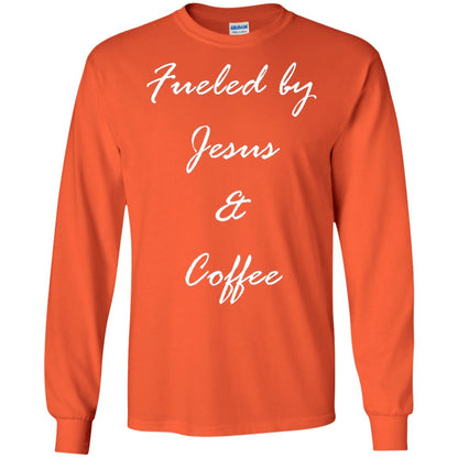 Fueled By Jesus Coffee Graphic Christian T-shirt Orange