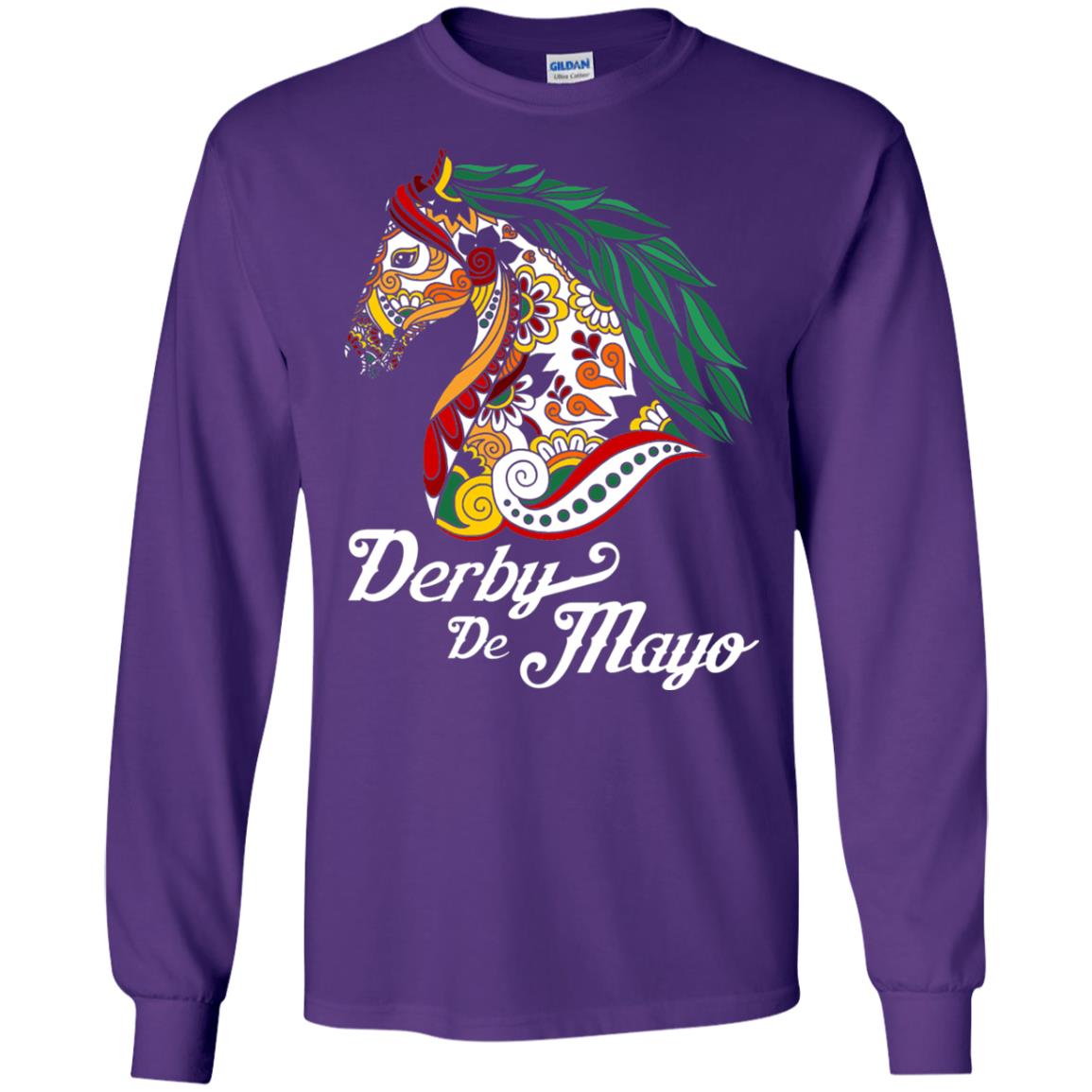 Derby Cinco De Mayo Floral Horse Race T-shirt Purple