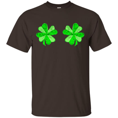 Funny Shamrock Boobs St Patricks Day T-shirt Dark Chocolate