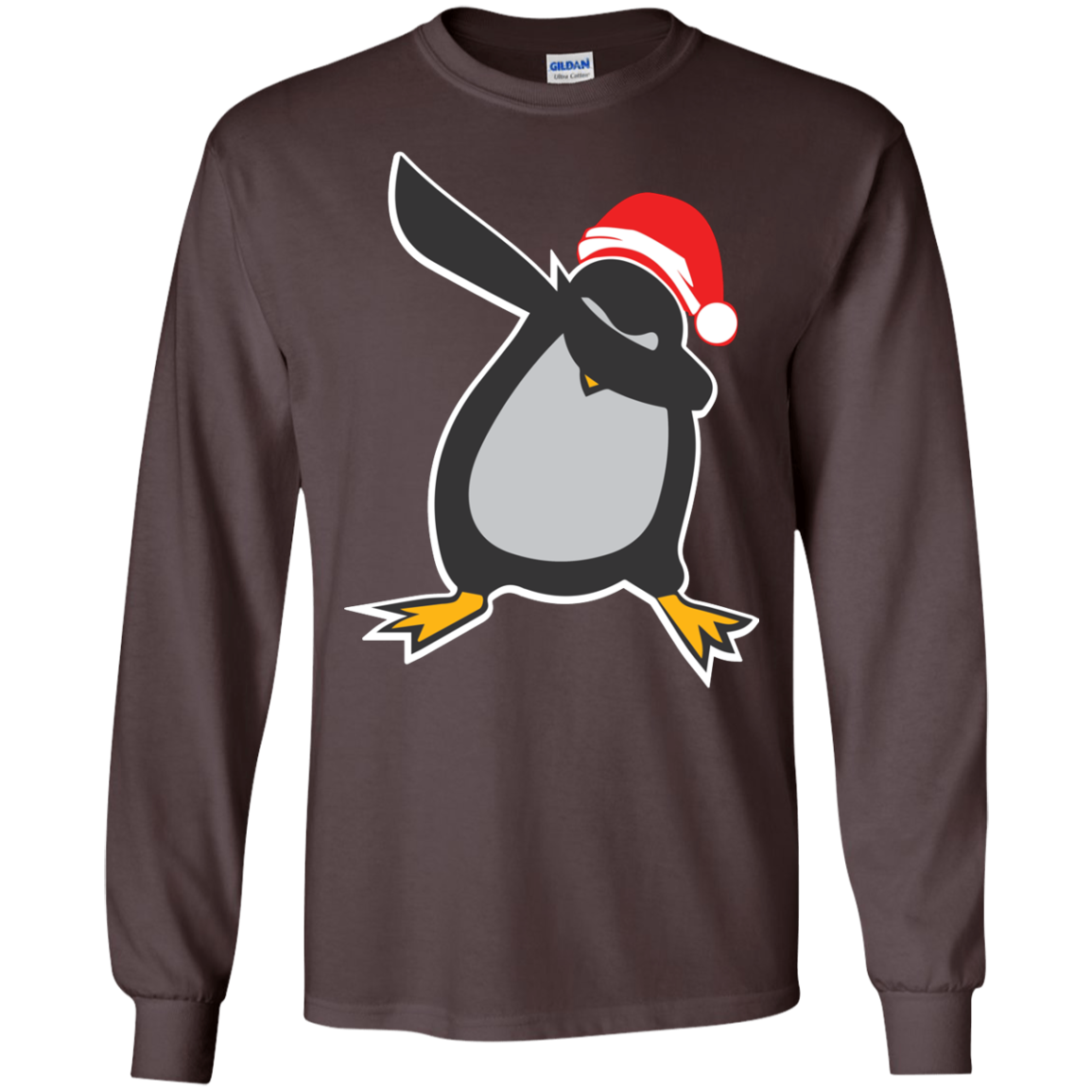Christmas T-Shirt Dabbing Penguin Dark Chocolate
