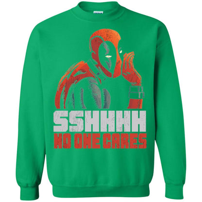 Marvel Deadpool T-shirt Sshhhh No One Cares Whisper Graphic Irish Green
