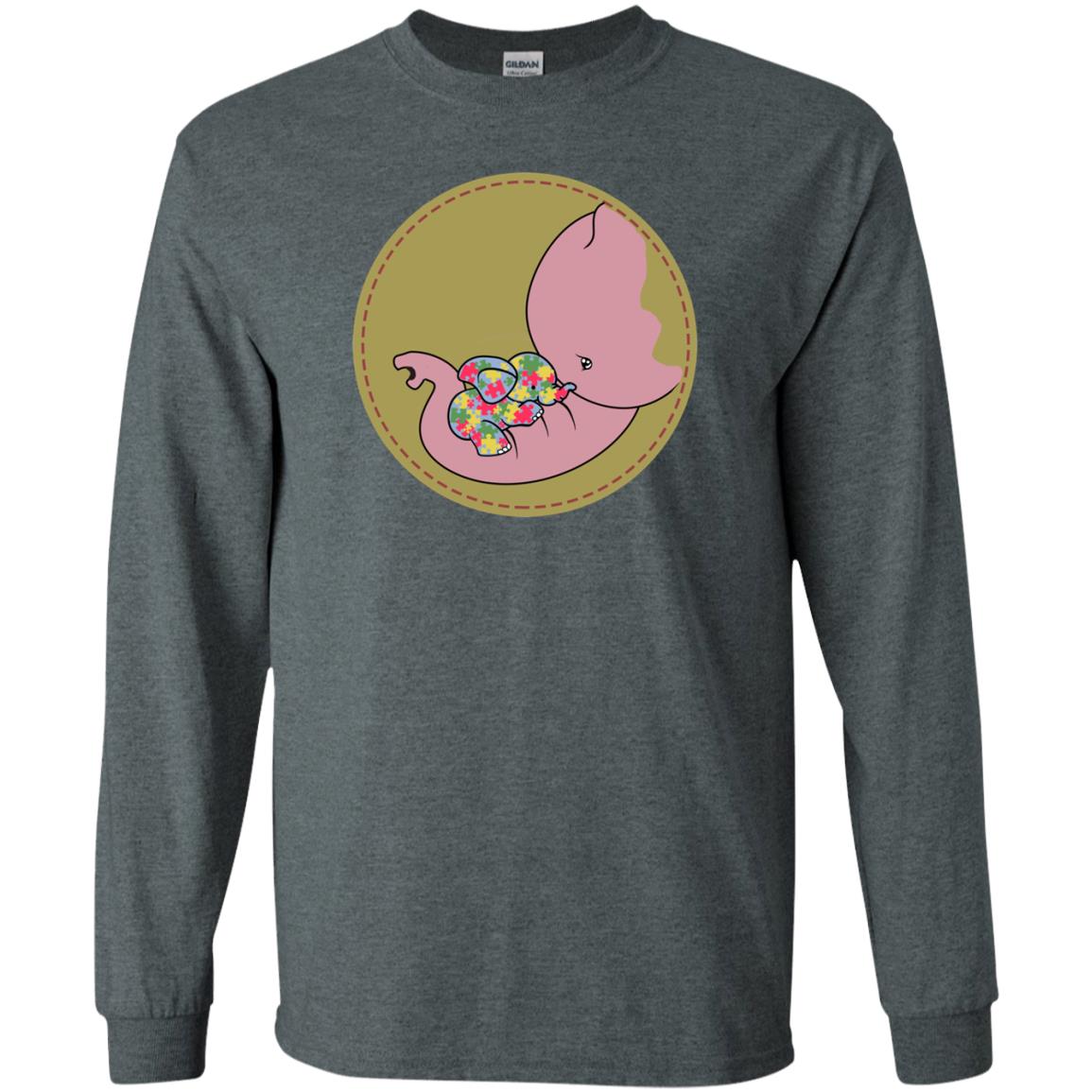 Elephant Mom And Baby Autism Awareness Shirt Dark Heather