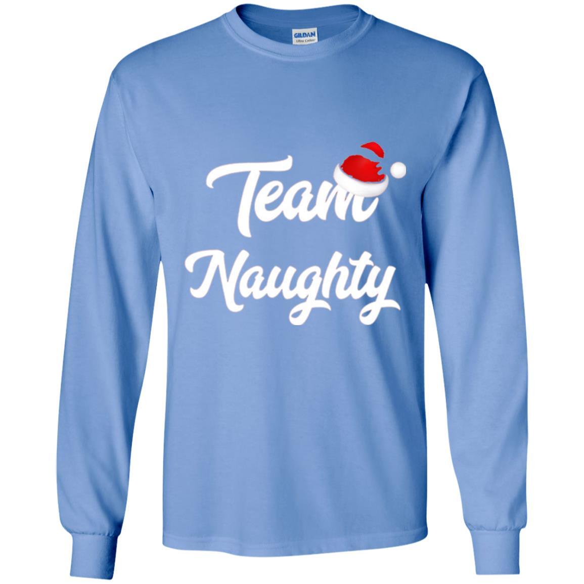 Christmas T-shirt Team Naughty Nice Santa Hat T-shirt Carolina Blue