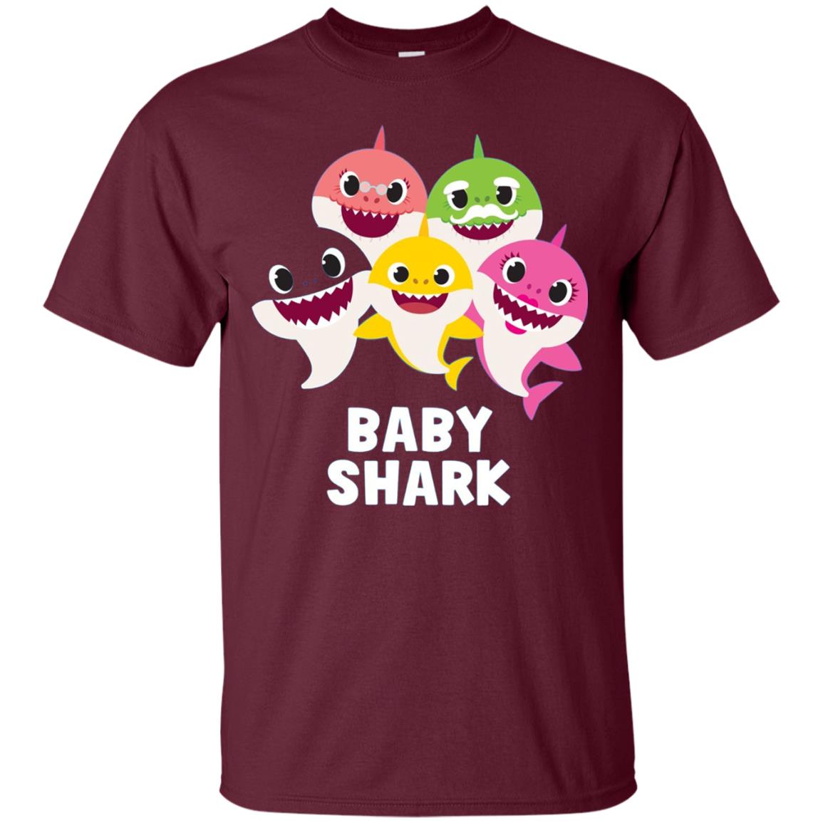 Pinkfong Baby Shark Family Shark Lover T-shirt Maroon