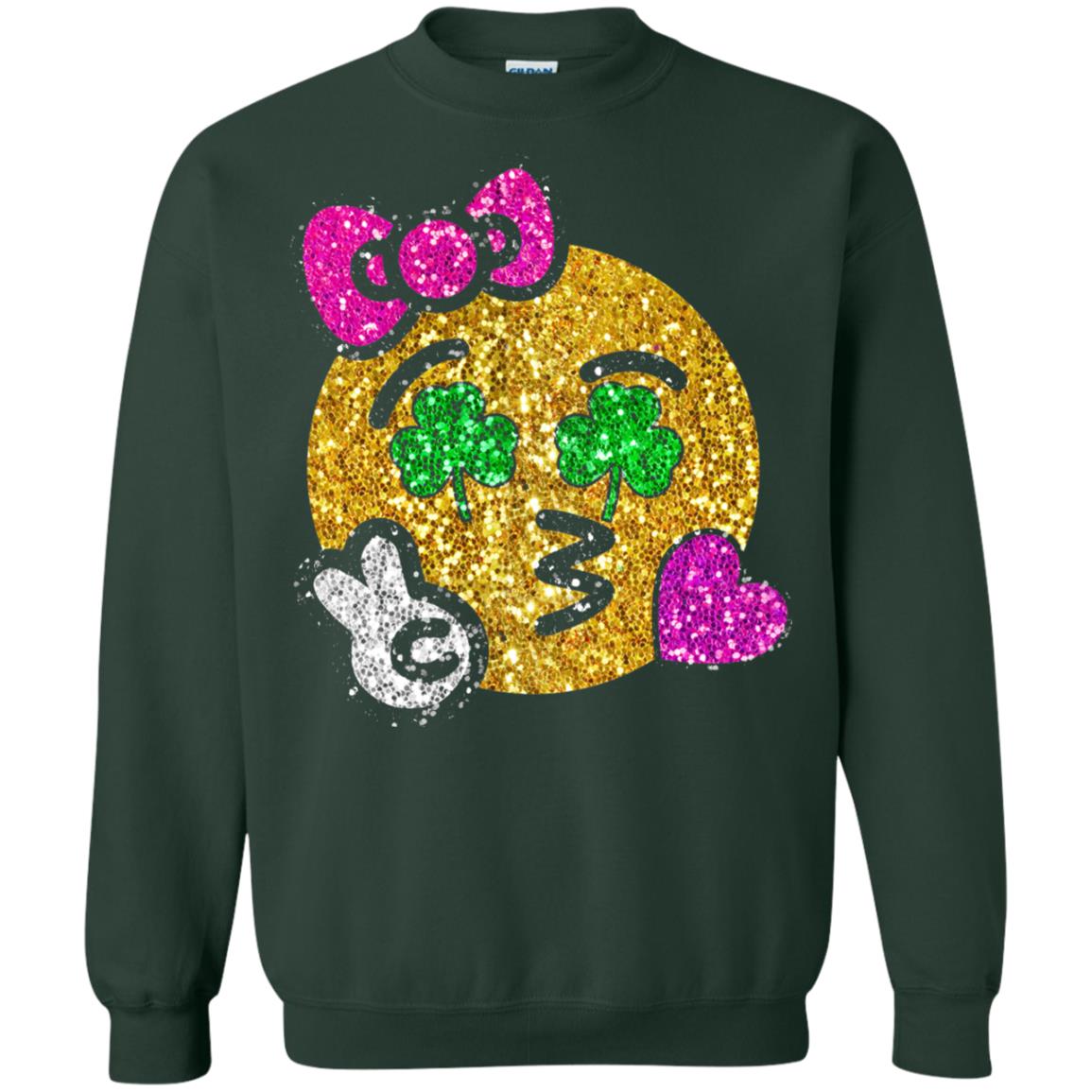 Emoji Kiss Heart Princess St. Patrick_s Day T-shirt Forest Green