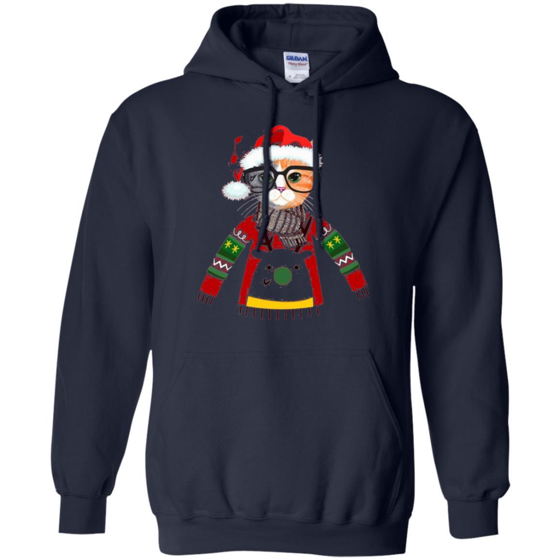 Christmas T-shirt Cat Lover Meowy Christmas T-shirt Navy