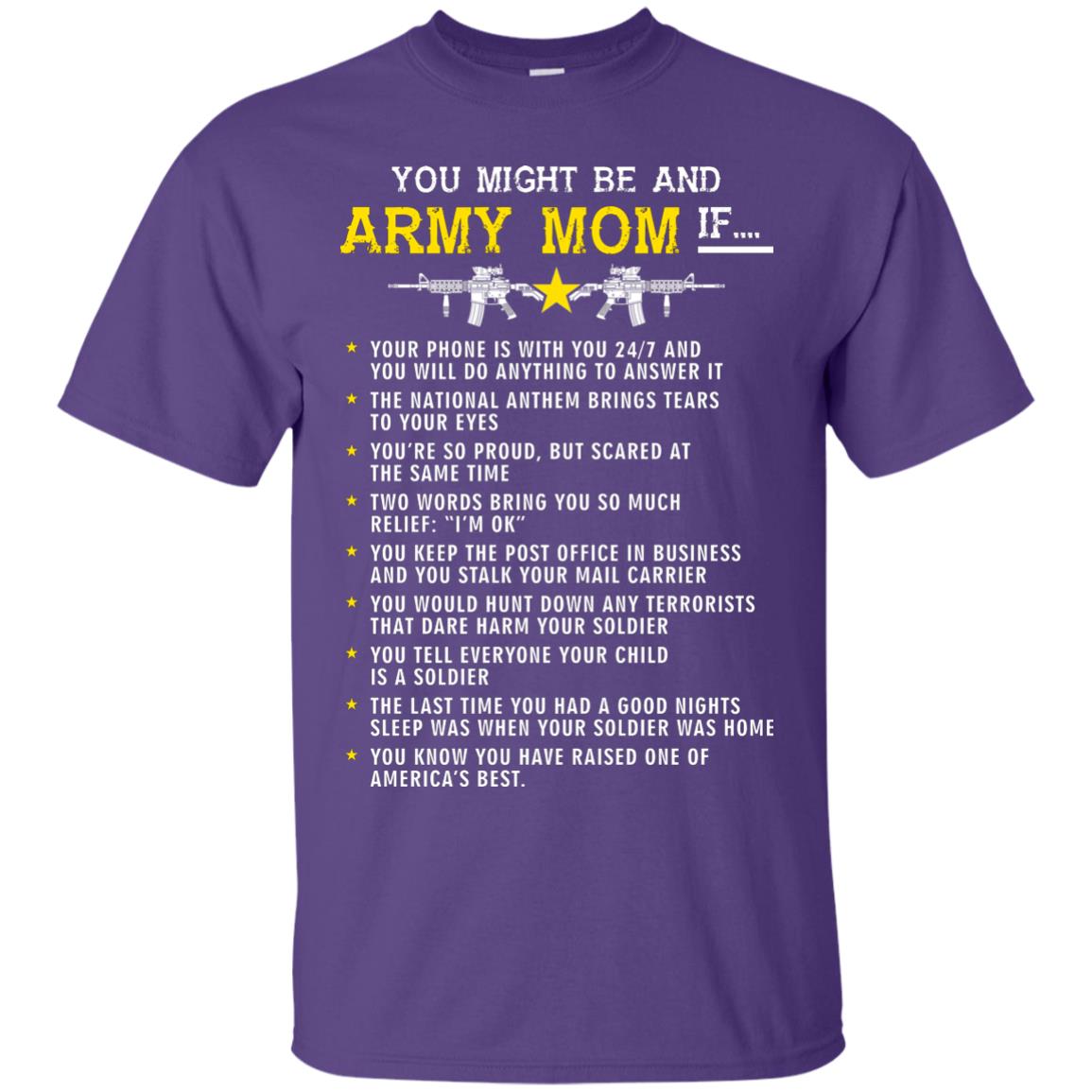 Veteran T-shirt You Might Be An Army Mom If Purple