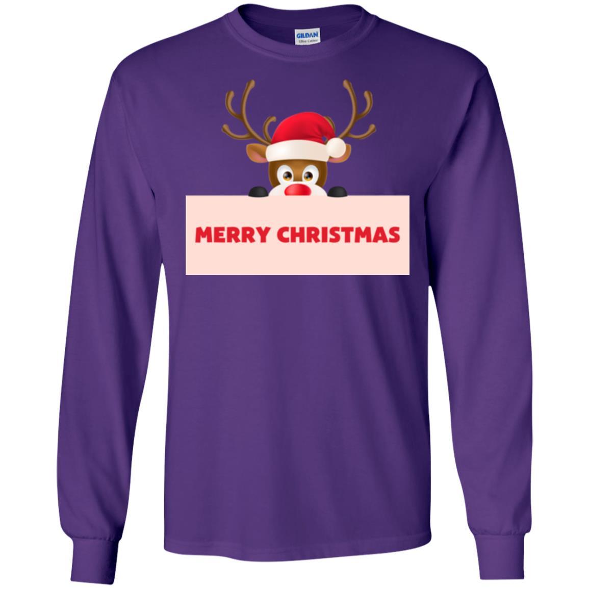 Christmas T-shirt Reindeer Merry Christmas T-shirt Purple