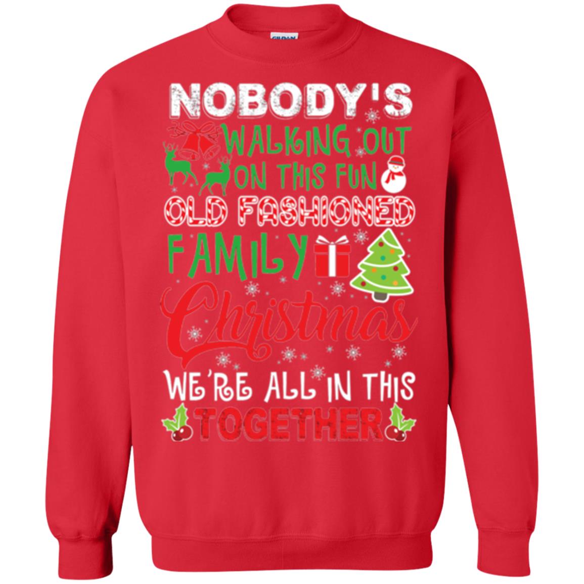 Christmas T-shirt We_re All In This Together Red