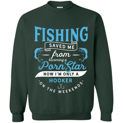 Funny Fishing Tshirts Im Only A Hooker On The Weekends Forest Green