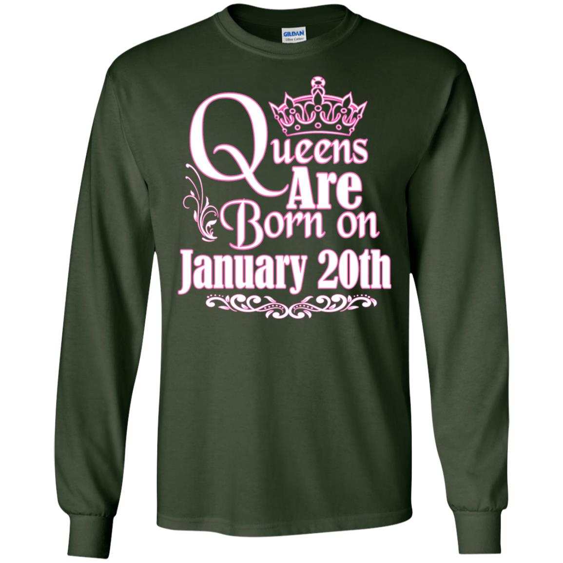 Queens Are Born On January 20th Birthday T-shirt Forest Green