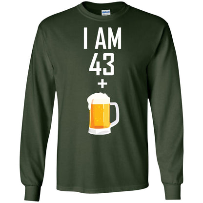 I Am 43 Plus 1 Beer 44th Birthday T-shirt Forest Green