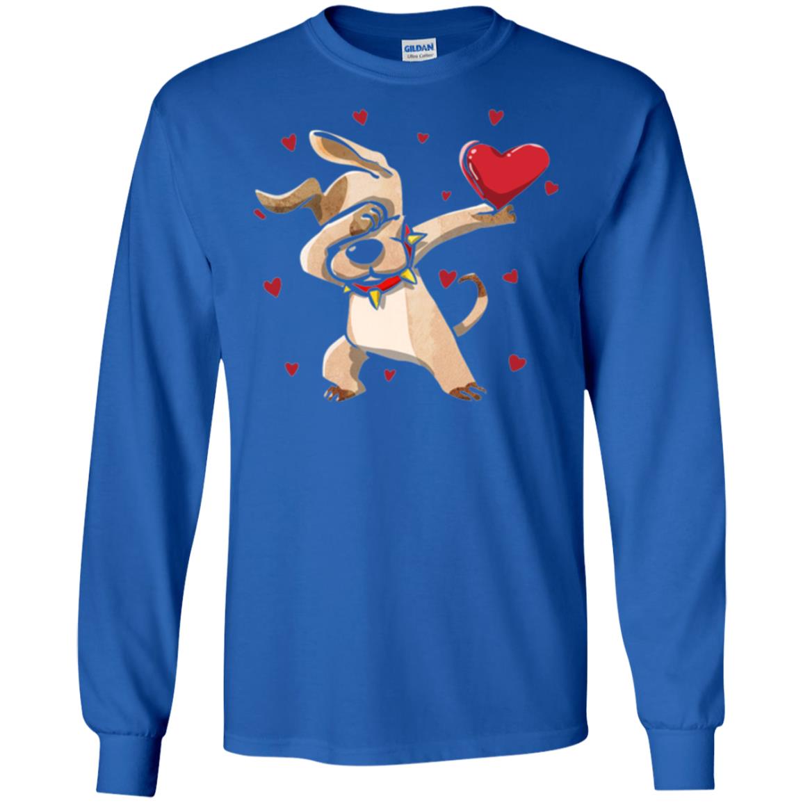 Funny Dabbing Dog Valentine_s Day T-shirt Royal