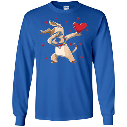 Funny Dabbing Dog Valentine_s Day T-shirt Royal