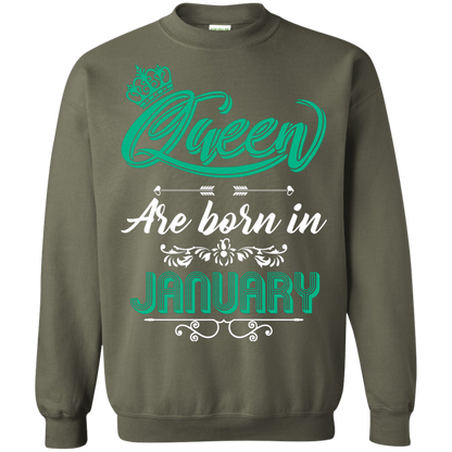 Brithday T-Shirt Queen Are Born In January Military Green