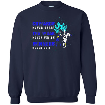 Cowards Never Start The Weak Never Finish Comic T-shirt Navy