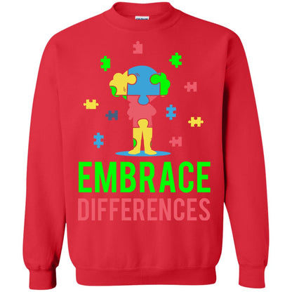 Autism Awareness T-shirt Embrace Differences Red