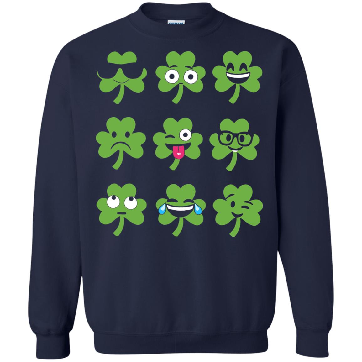 Emoji Shamrock St. Patrick_s Day T-shirt Navy