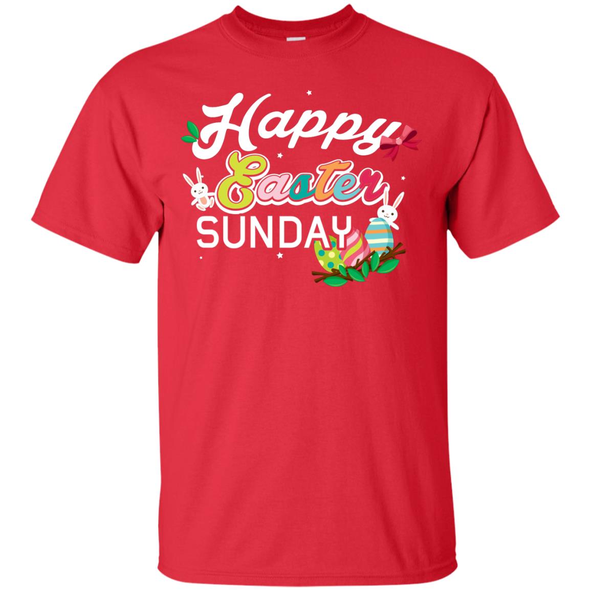 Christian T-shirt Happy Easter Sunday Red