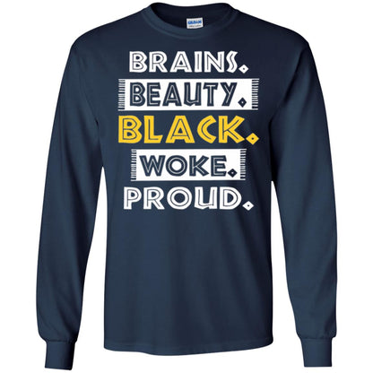 Educated Melanin T-shirt Brains Beauty Black Woke Proud Navy
