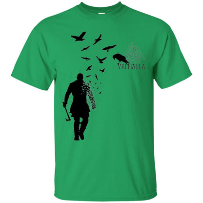Vikings Axe Ragnar Lothbrok Flock Of Ravens Valhalla Symbol T-shirt Irish Green