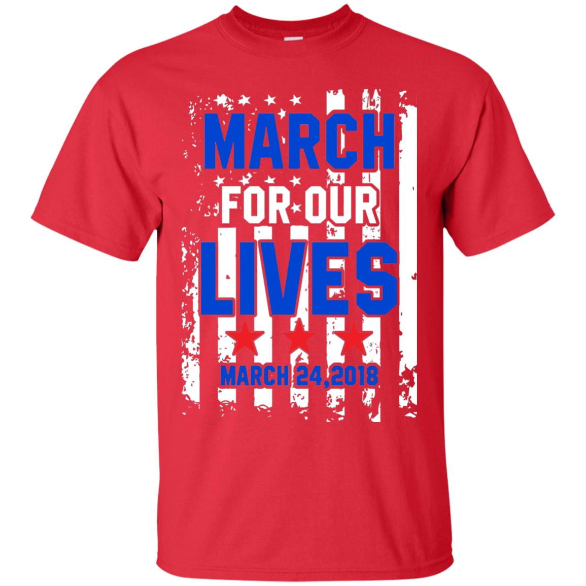 March For Our Lives With American Flag Gun Control T-shirt Red