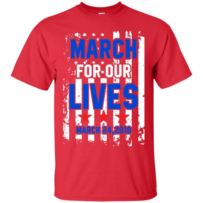 March For Our Lives With American Flag Gun Control T-shirt Red