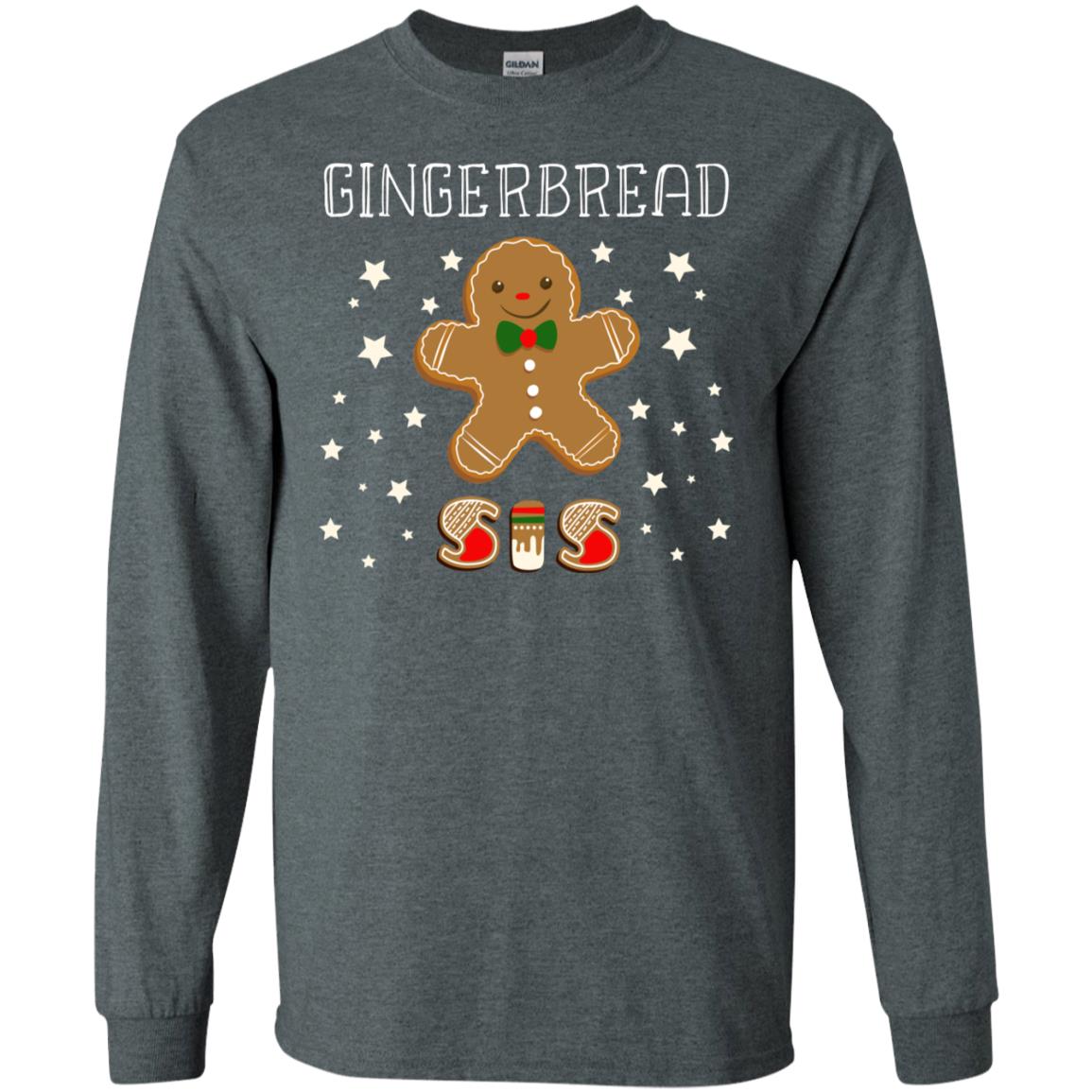 Gingerbread Sister X-mas Gift Family Shirt For Girls Dark Heather