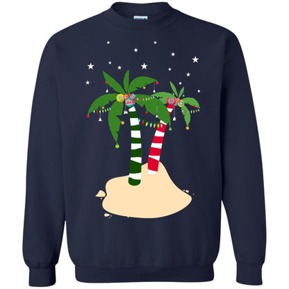 Decorated Tropical Coconut Tree Merry X-mas 2018 Gift Shirt Navy