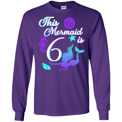 6th Birthday Shirt This Mermaid Is 6 Purple