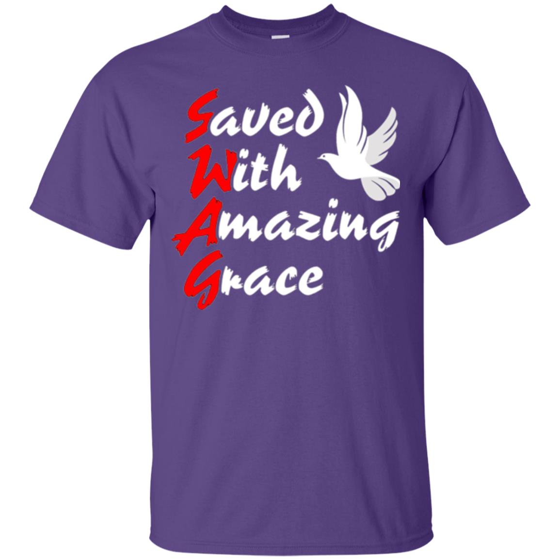 Swag T-shirt Saved With Amazing Grace Purple