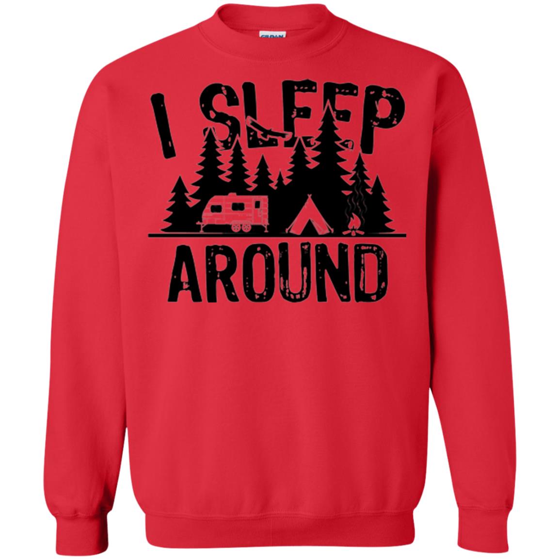 Funny Camping T-shirt I Sleep Around Red