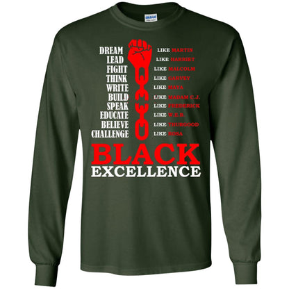 Black Excellence Black Af Proud African American T-shirt Forest Green