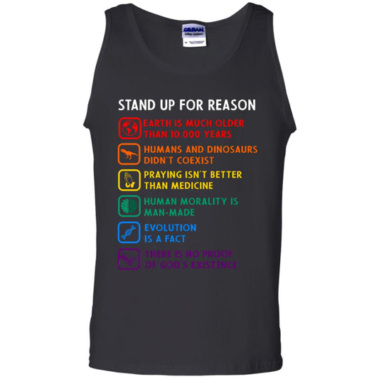 Stand Up For Reason Earth Is Much Older Than 10.000 Years Human And Dinosaurs Didn't Coexist Shirt Black