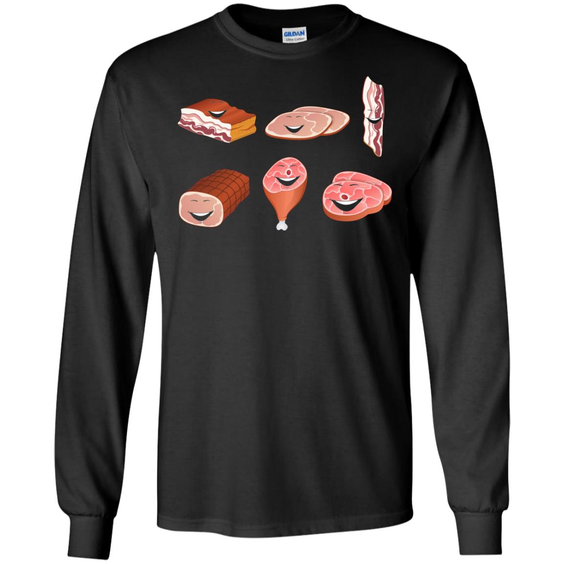 Funny Bbq T-shirt Meat Family Black