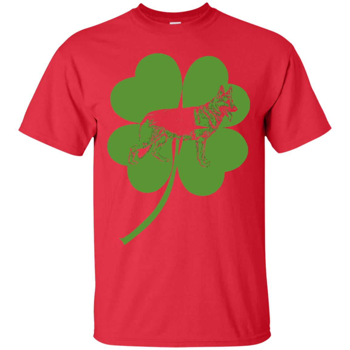 German Shepherd Shamrock St. Patrick_s Day T-shirt Red