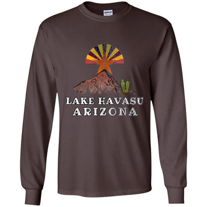 Lake Havasu Arizona T-shirt Flag Inspired Desert Scenery Dark Chocolate