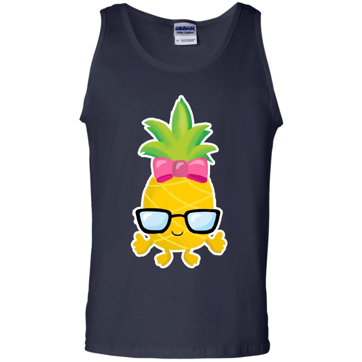 Funny Pineapple With Glasses For Girls Womens Shirt Navy