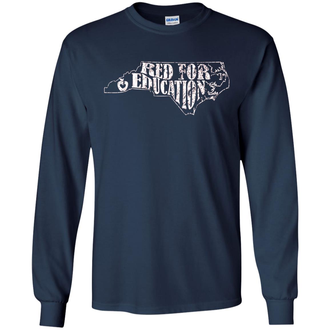 Distressed North Carolina Nc Red For Educator Shirt Navy