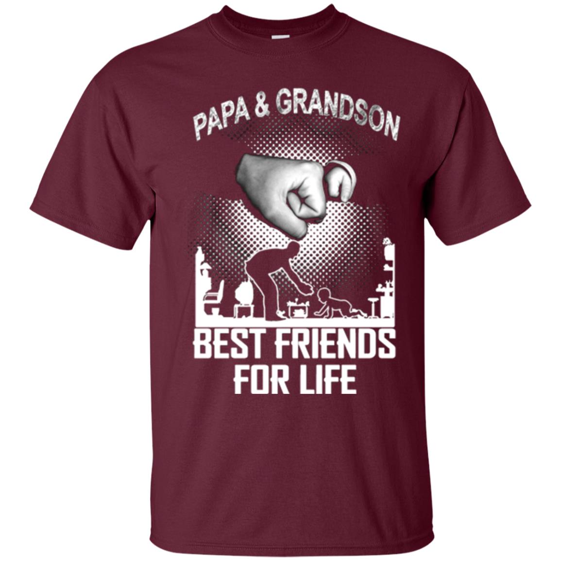 Papa And Grandson Best Friends For Life Family Shirt Maroon