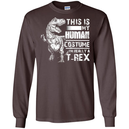 Dinosaus T-shirt This Is My Human Costume Shirt Human Dark Chocolate