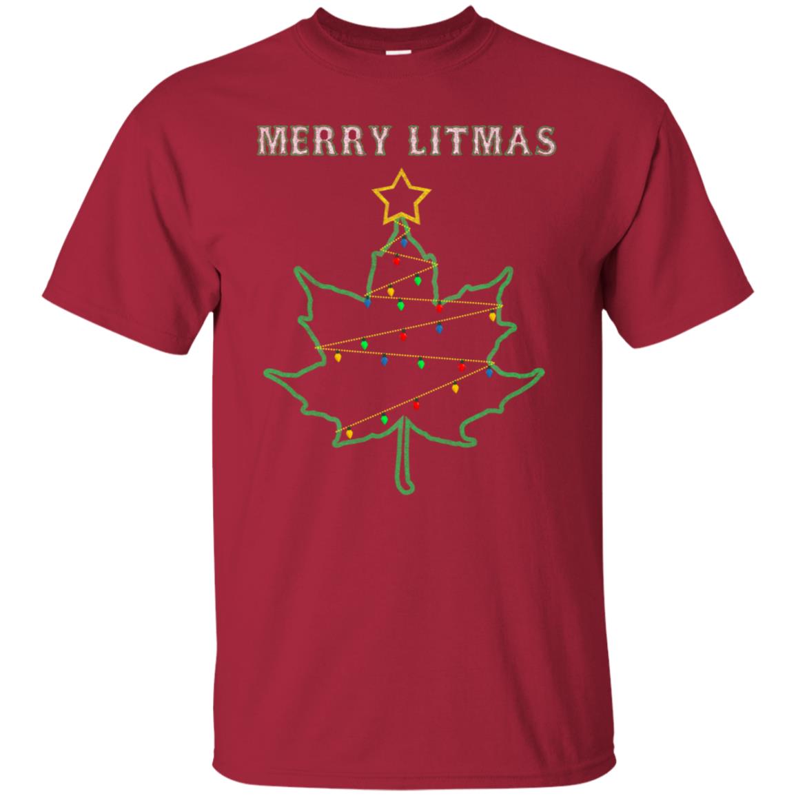 Merry Litmas Get Lit Christmas Tree With Light Shirt Cardinal