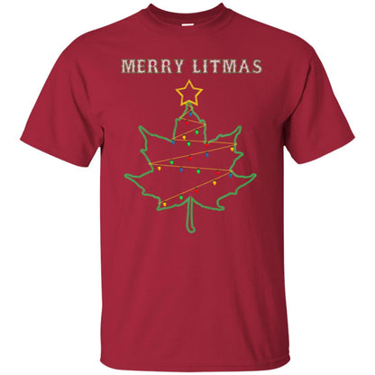 Merry Litmas Get Lit Christmas Tree With Light Shirt Cardinal