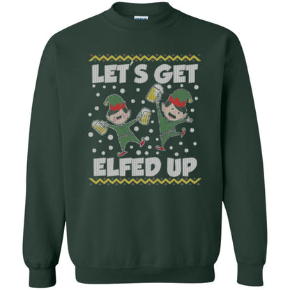 Christmas T-shirt Let's Get Elfed Up Forest Green